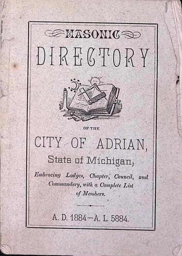 1884 masonic directory adrian - 1884,